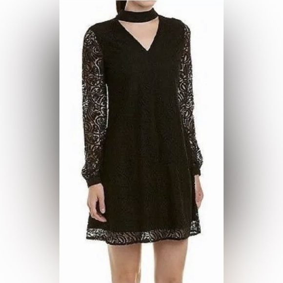 CeCe Black Lace Long Sleeve Dress - Picture 1 of 8